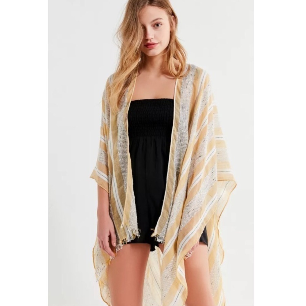 Urban Outfitters Textured Striped Ruana shawl wrap poncho
